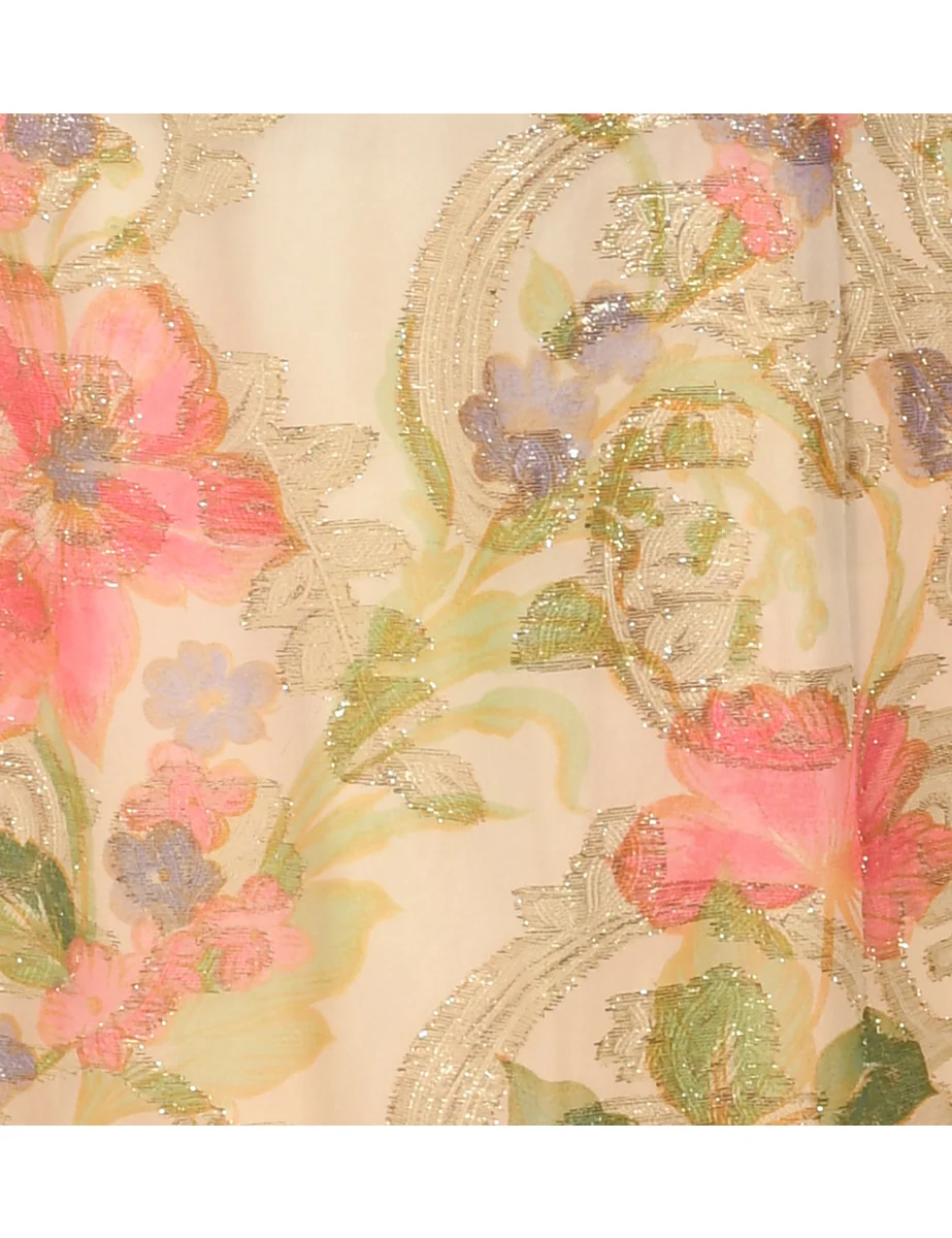Vintage 1970s Lurex Thread Pattern Maxi Dress - S - Image 3