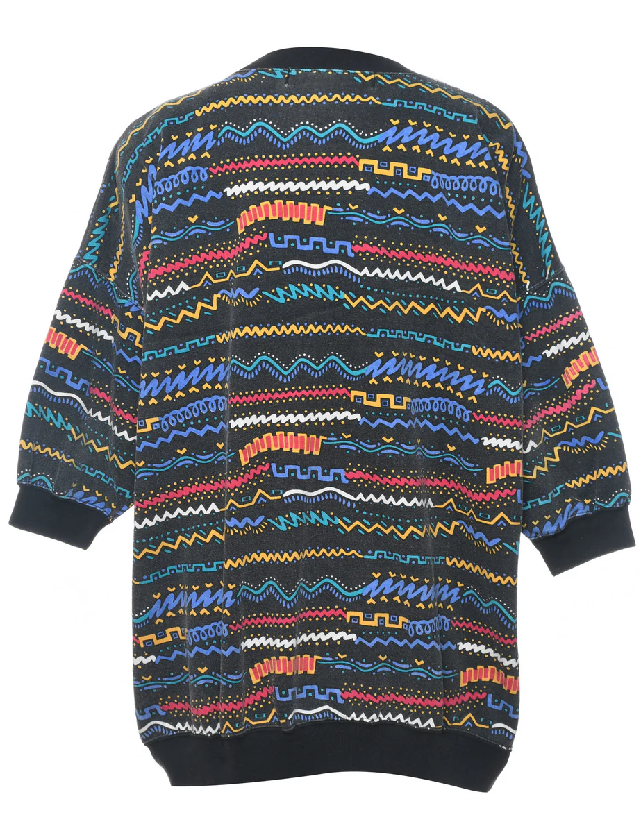 Vintage 1980s Multi-Colour Short Sleeve Sweatshirt - L - Image 2