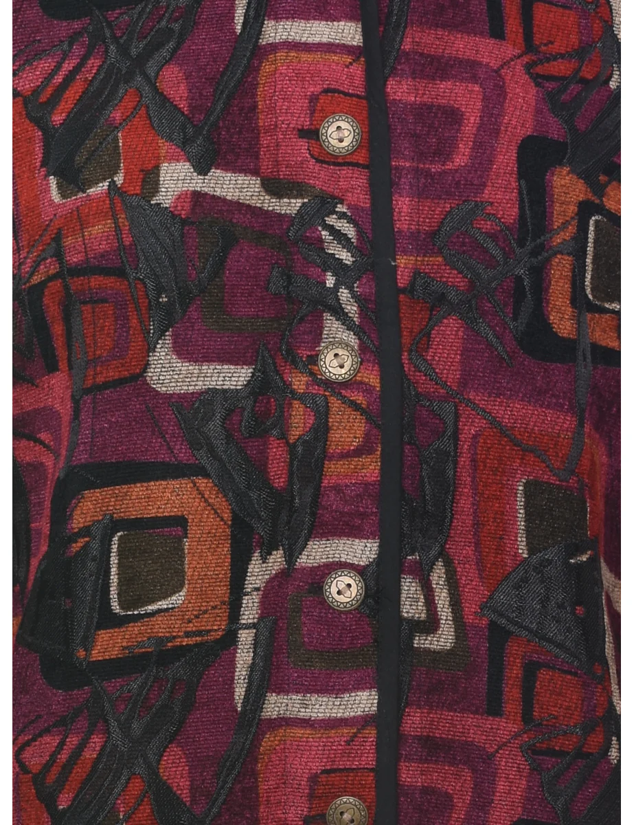 Vintage Abstract Pattern Jacket - M - Image 3