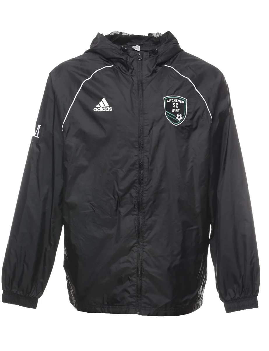 Vintage Adidas Black & White Football Design Nylon Jacket - L