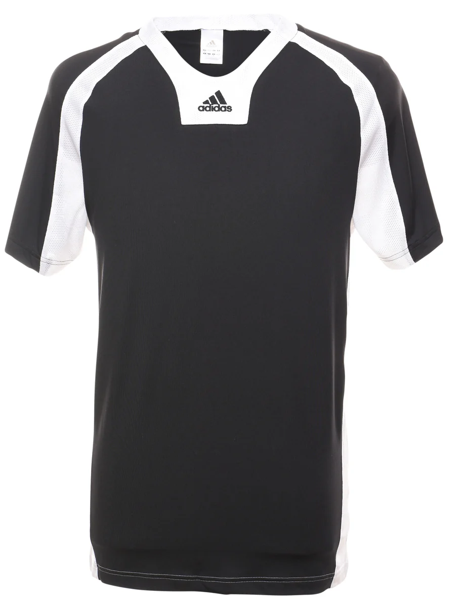 Vintage Adidas Black & White Two-Tone Nylon T-shirt - S
