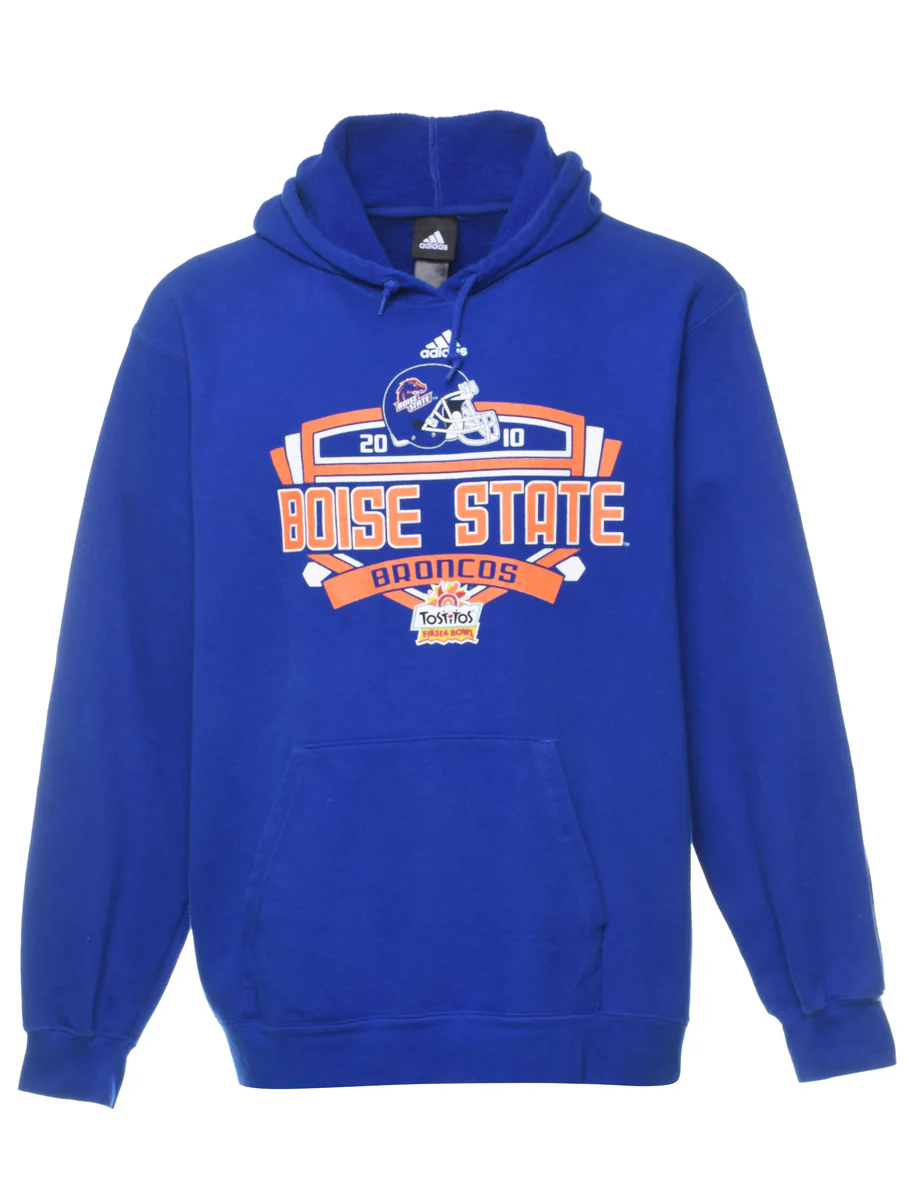 Vintage Adidas Football Boise State Hooded Sports Sweatshirt - L