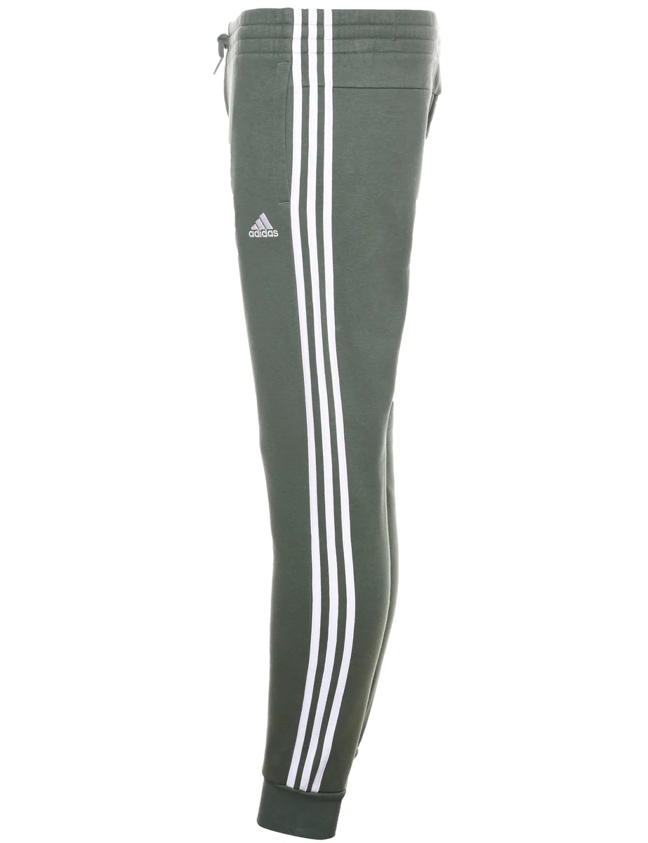 Vintage Adidas Green & White Jogging Bottoms - W30 L30 - Image 3