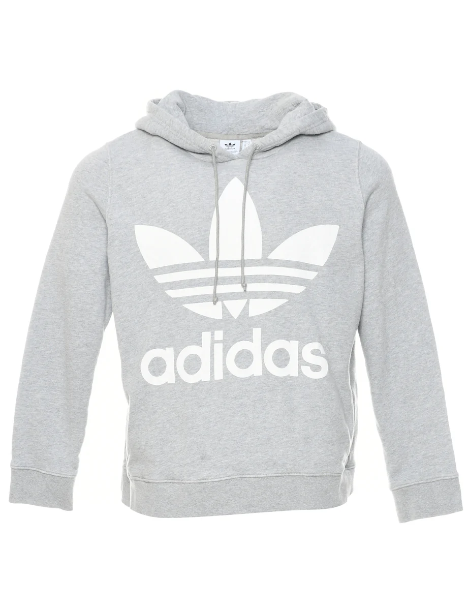 Adidas Grey Printed Hoodie - L
