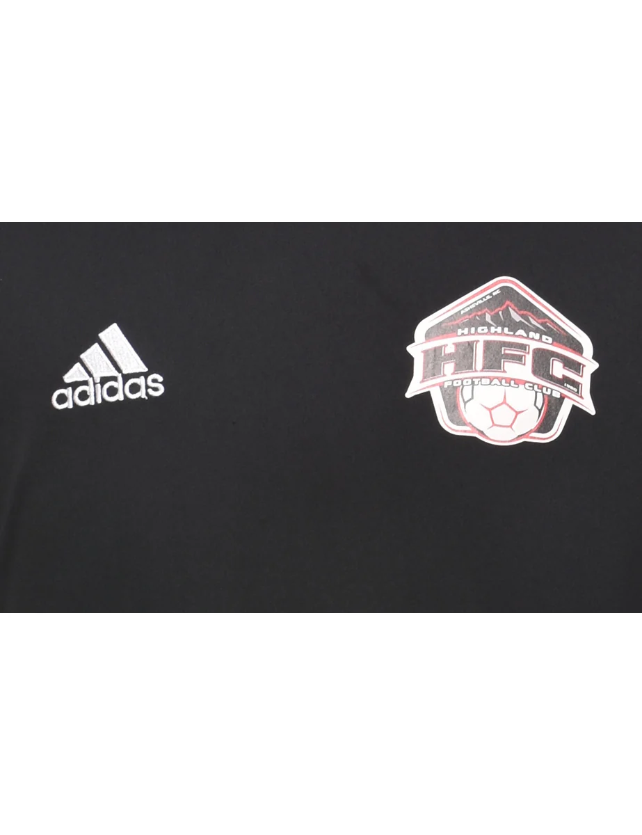 Vintage Adidas Highland Football Club Black Nylon Sports T-shirt - M - Image 3