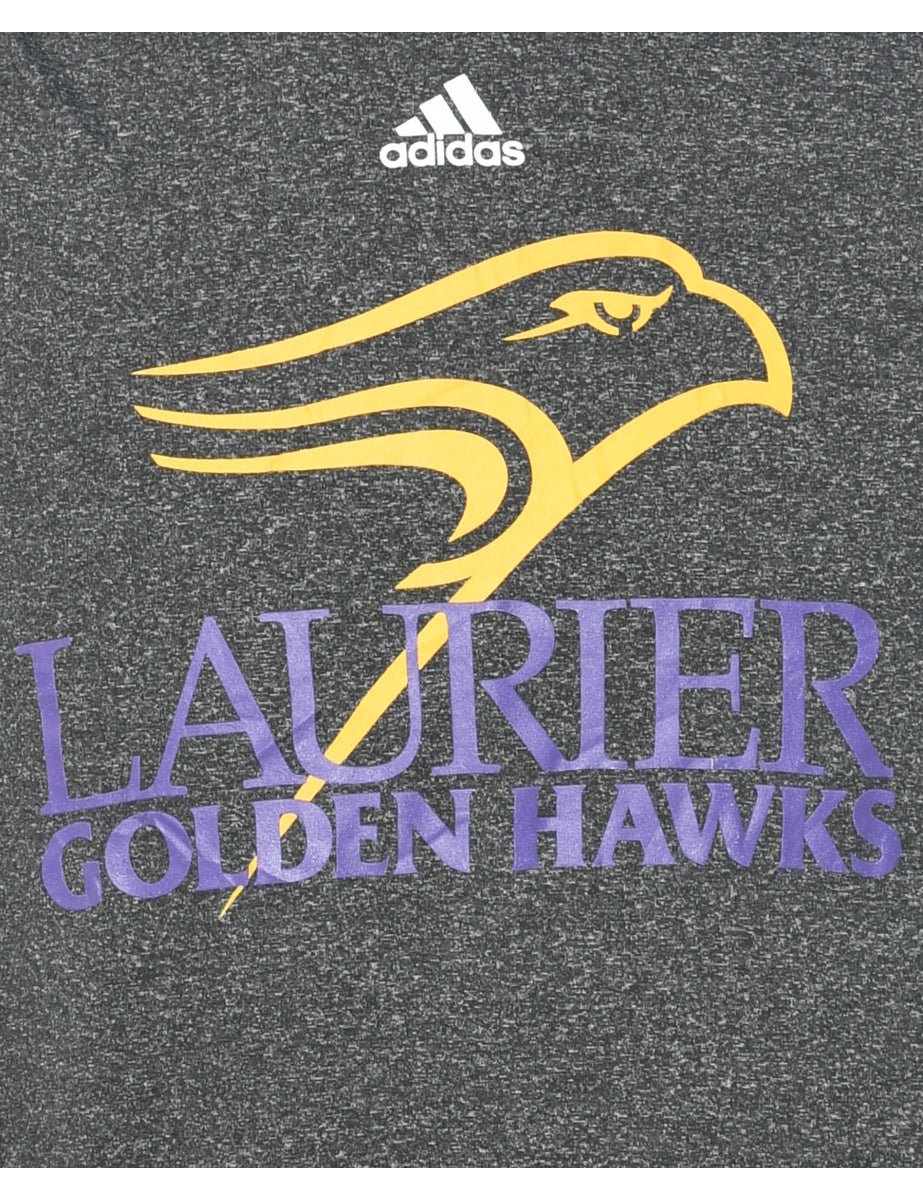 Vintage Adidas Laurier Golden Hawks Printed T-shirt - S - Image 3