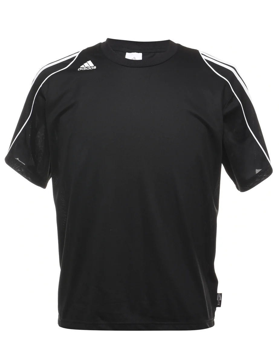 Vintage Adidas Plain Black & White Nylon T-shirt - M