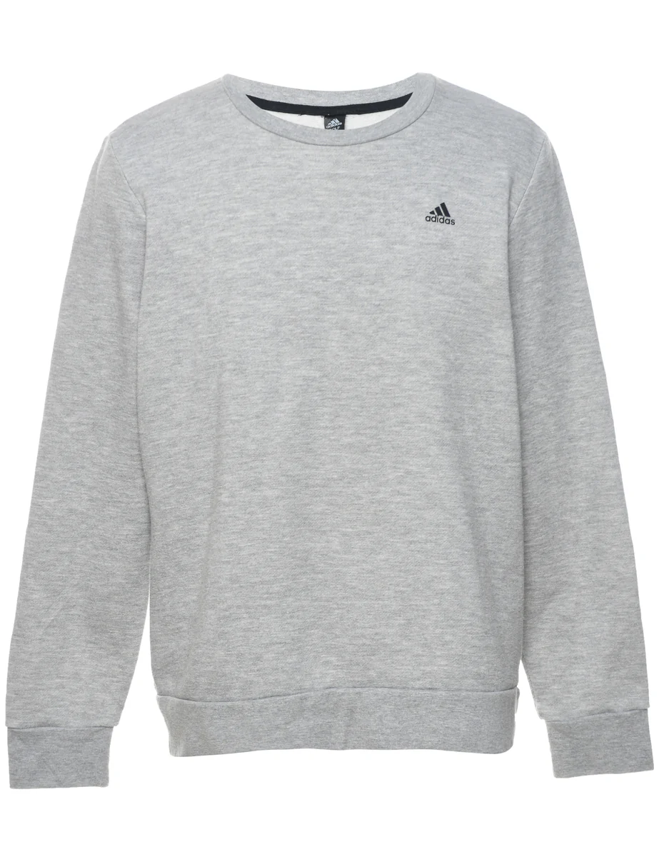 Vintage Adidas Plain Light Grey Sweatshirt - L