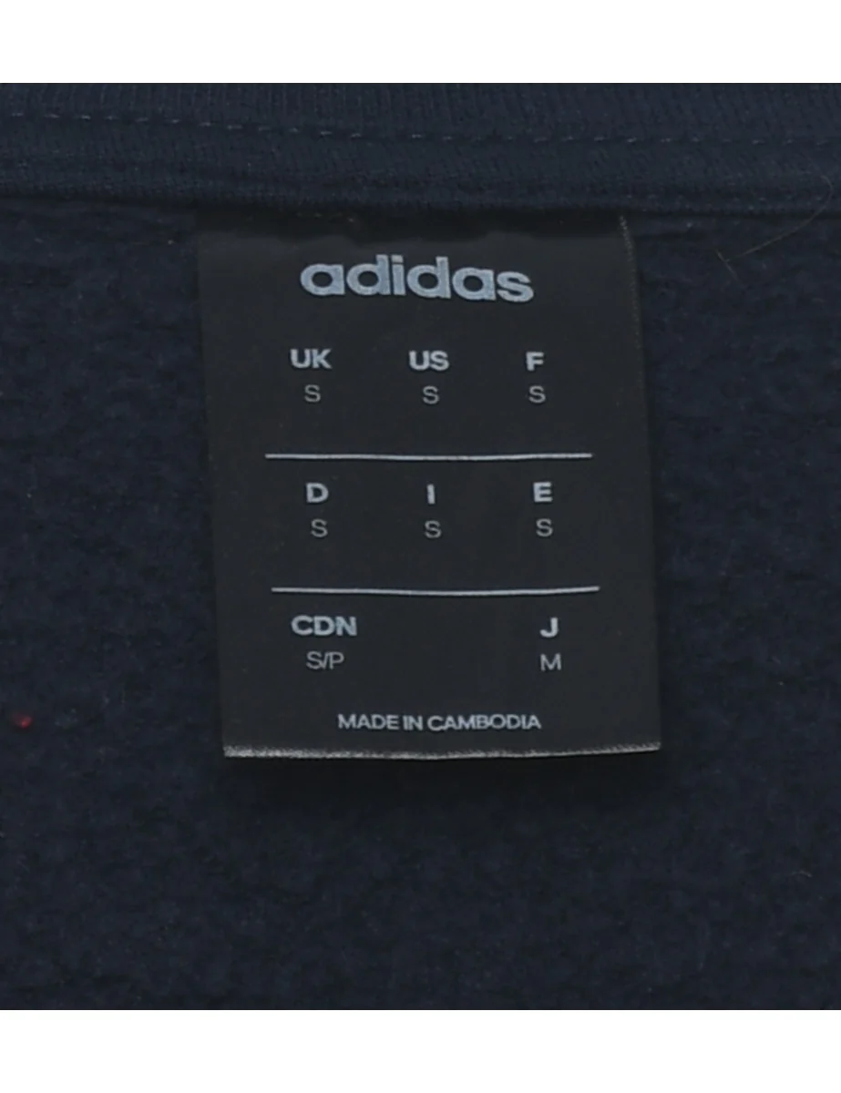 Vintage Adidas Plain Navy & White Sweatshirt - S - Image 4