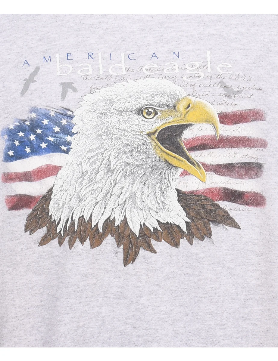 American Bald Eagle Marl Grey Animal Sweatshirt - M - Image 3