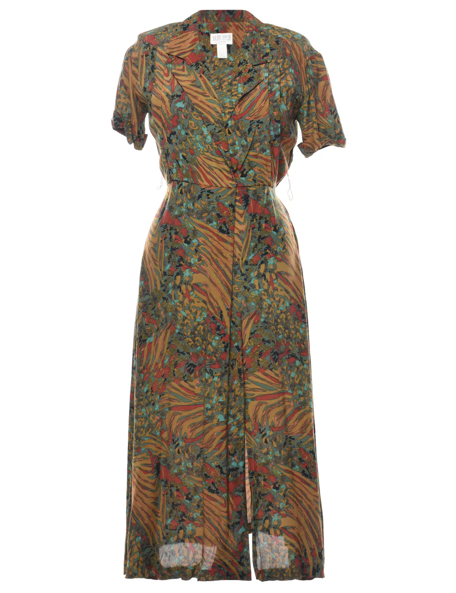 Vintage Animal Print Shirt Dress - L