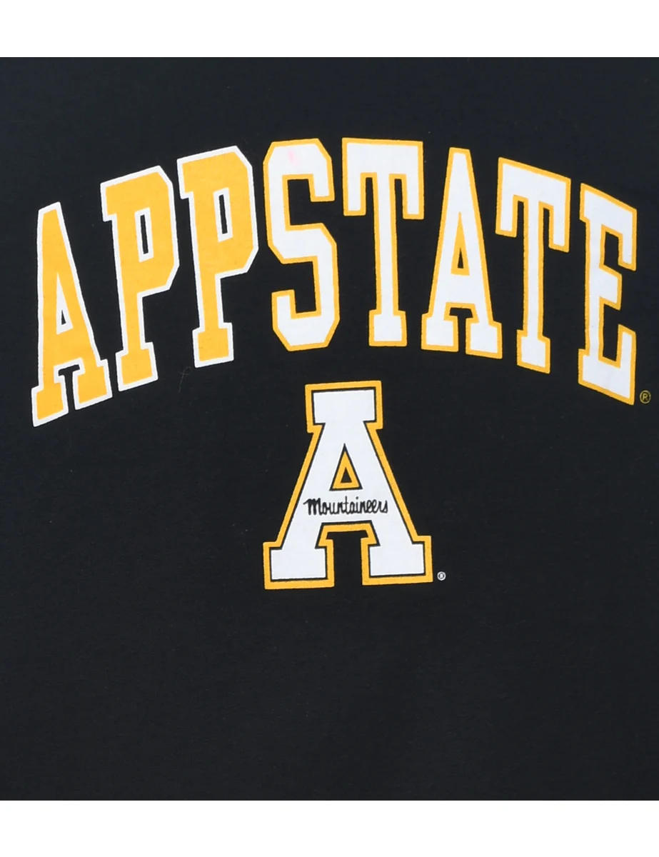 Vintage App State Black, White & Yellow Printed Sweatshirt - M - Image 3