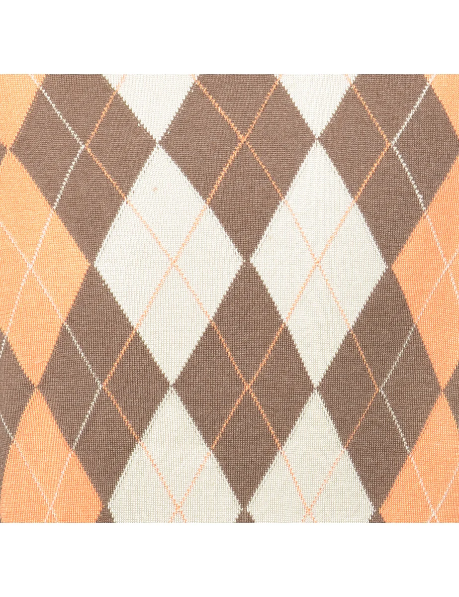 Vintage Argyle Knit Wool Jumper - L - Image 3