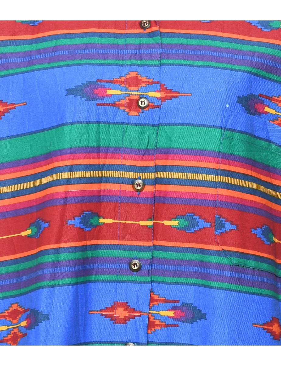 Vintage Aztec Print Shirt - M - Image 3
