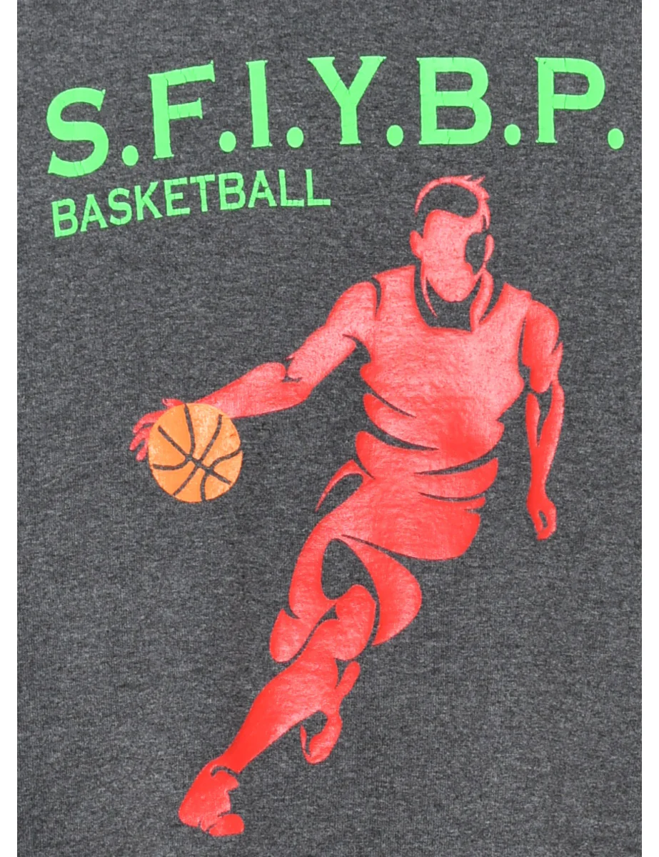 Vintage Basketball SFIYBP Printed T-shirt - M - Image 3