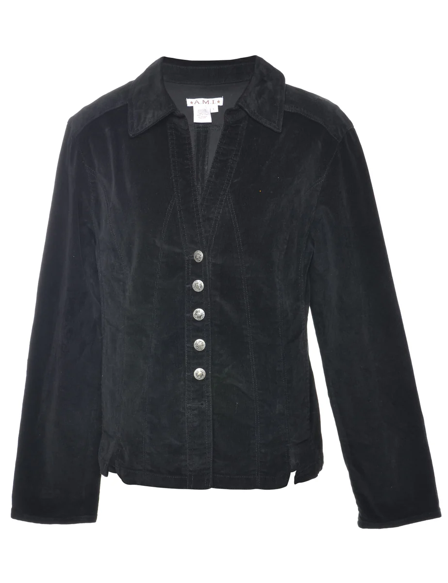 Vintage Black Buttoning Corduroy Jacket - L