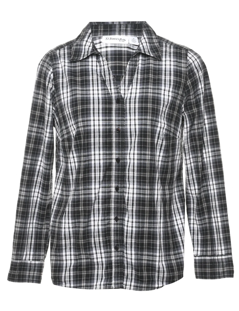 Vintage Black Checked Shirt - M