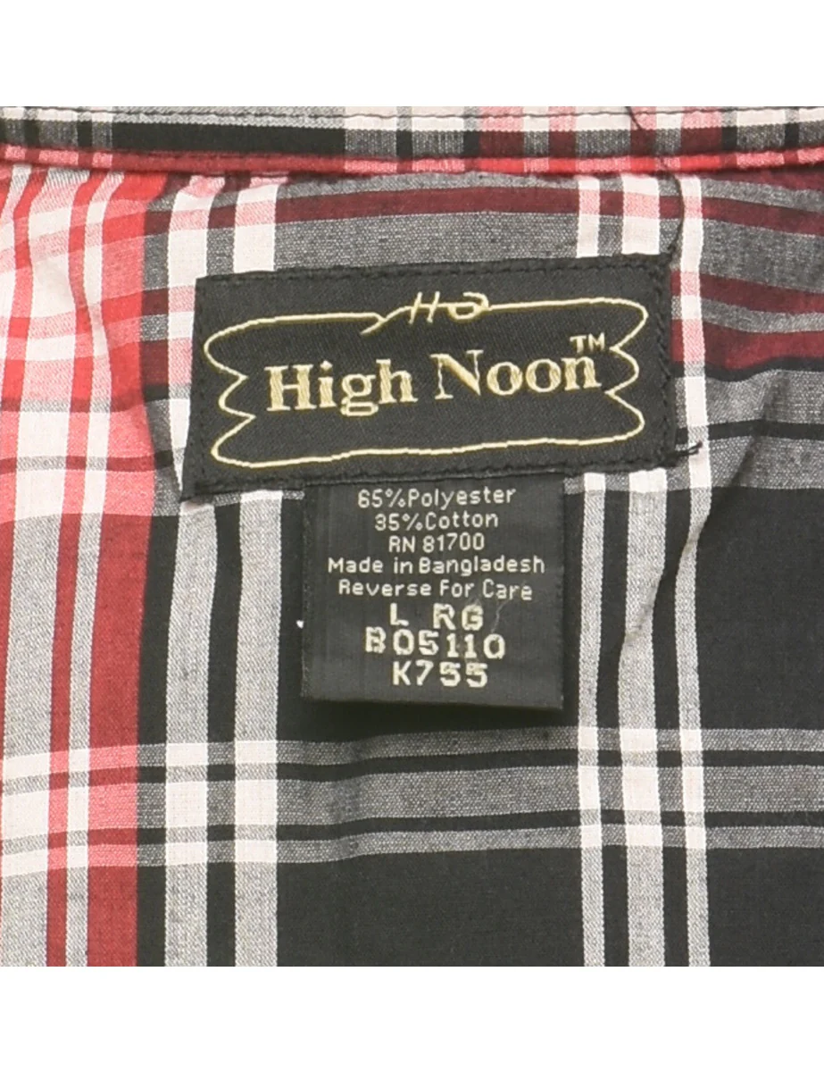 Vintage Black Checked Western Shirt - L - Image 4