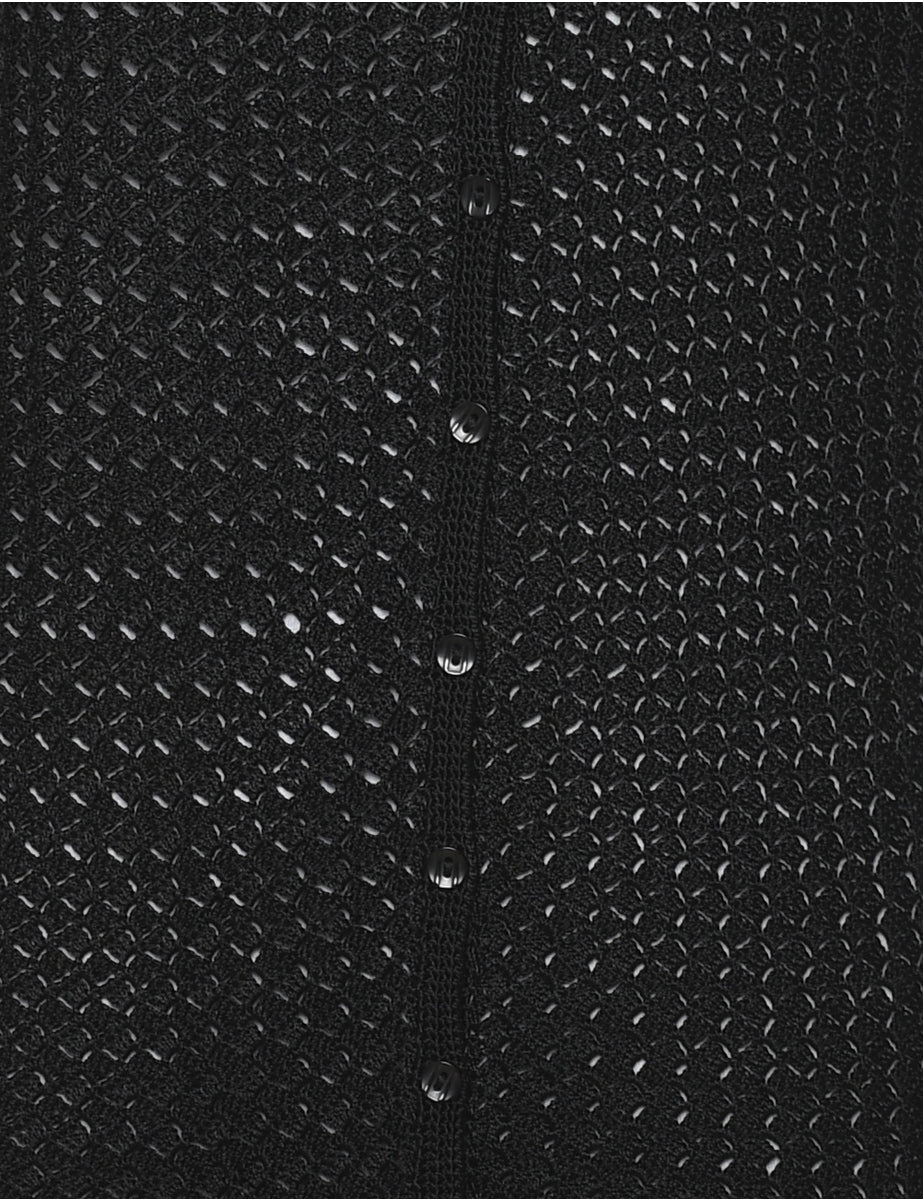 Vintage Black Crochet Fine Knit Cardigan - L - Image 3