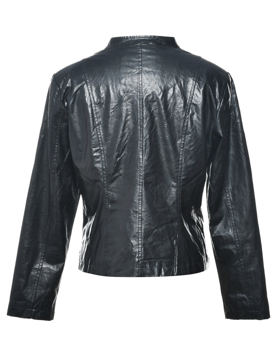 Vintage Black Faux Leather Jacket - M - Image 2