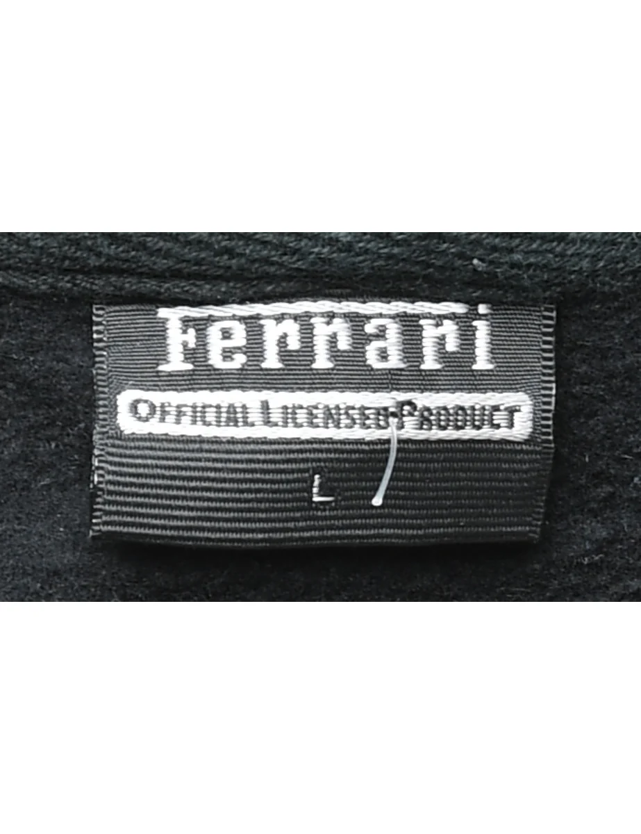 Vintage Black Ferrari Design Printed Hoodie - L - Image 4