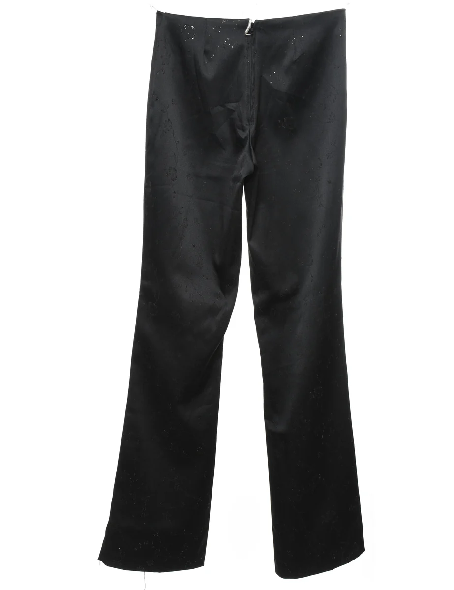 Vintage Black Floral Print Trousers - W25 L32 - Image 2