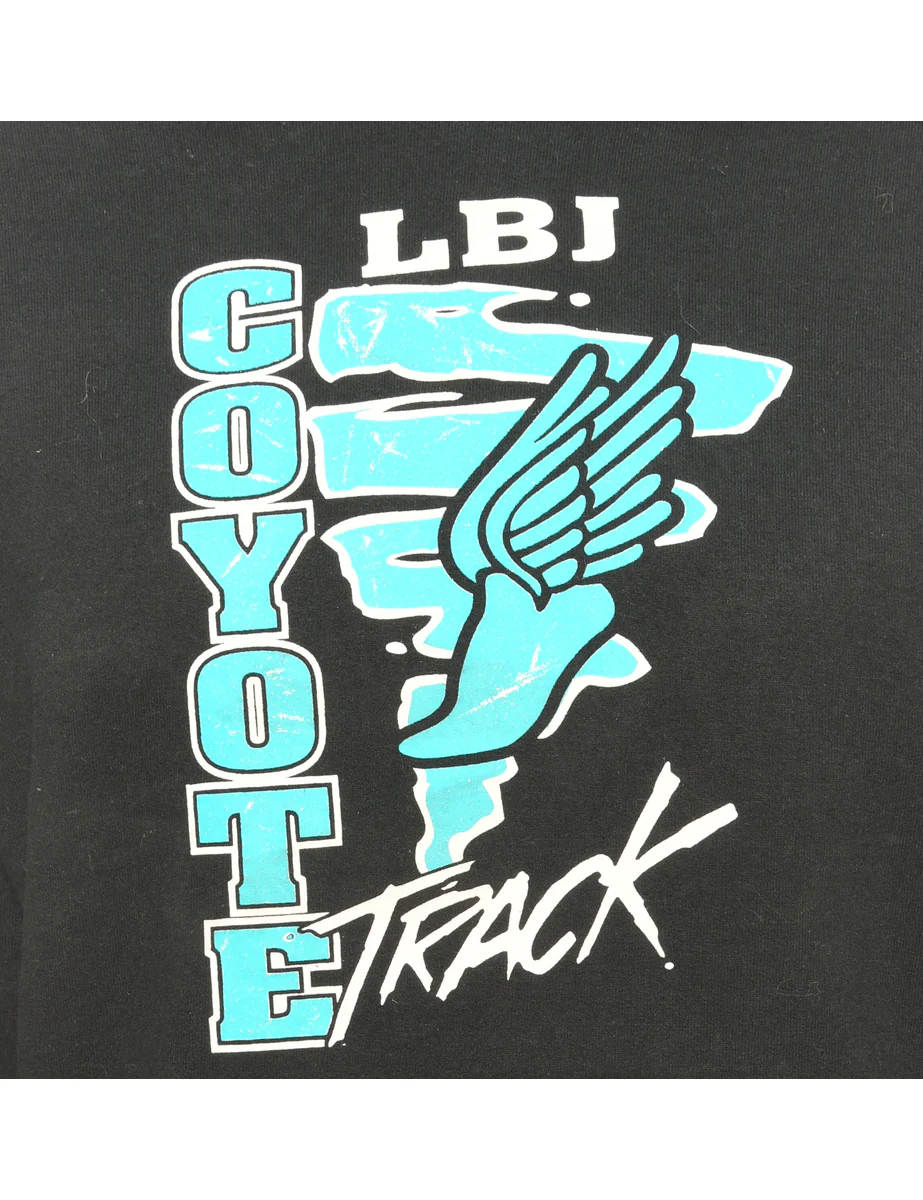 Vintage Black Gildan Printed Hoodie - S - Image 3