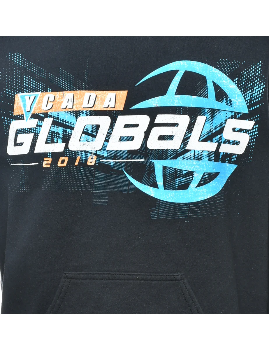 Vintage Black Globals Printed Hoodie - S - Image 3
