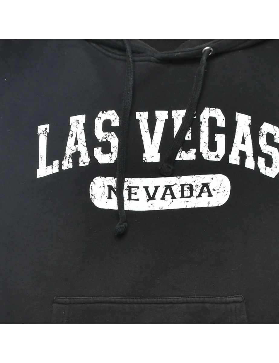 Vintage Black Las Vegas Printed Hoodie - M - Image 3