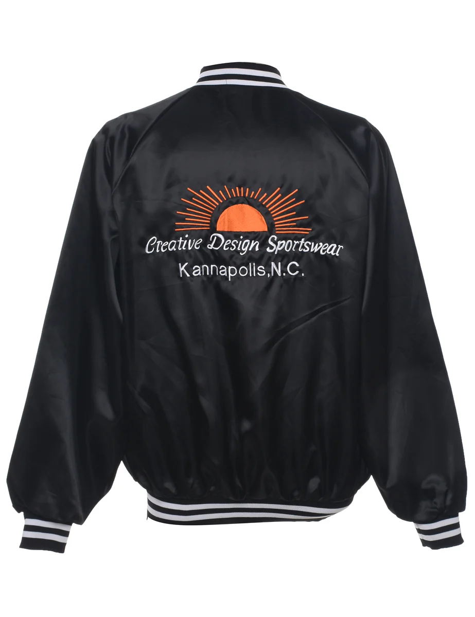 Vintage Black Nylon Bomber Jacket - XL - Image 2