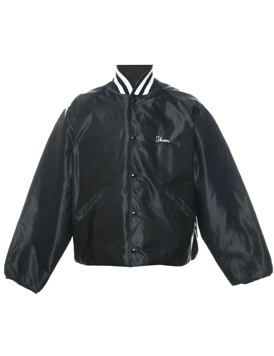 1980s Vintage Black Nylon Jacket - XL