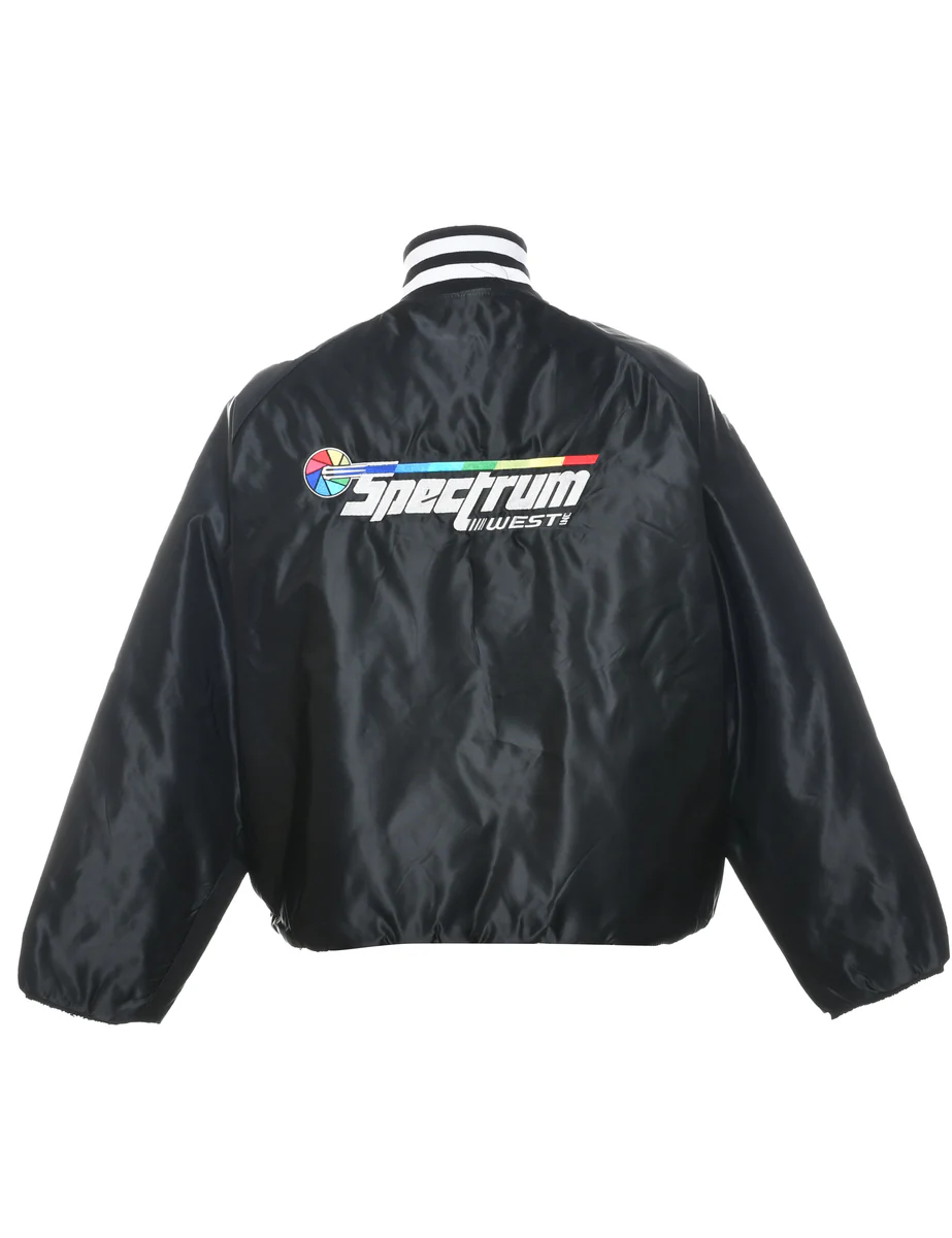 1980s Vintage Black Nylon Jacket - XL - Image 2