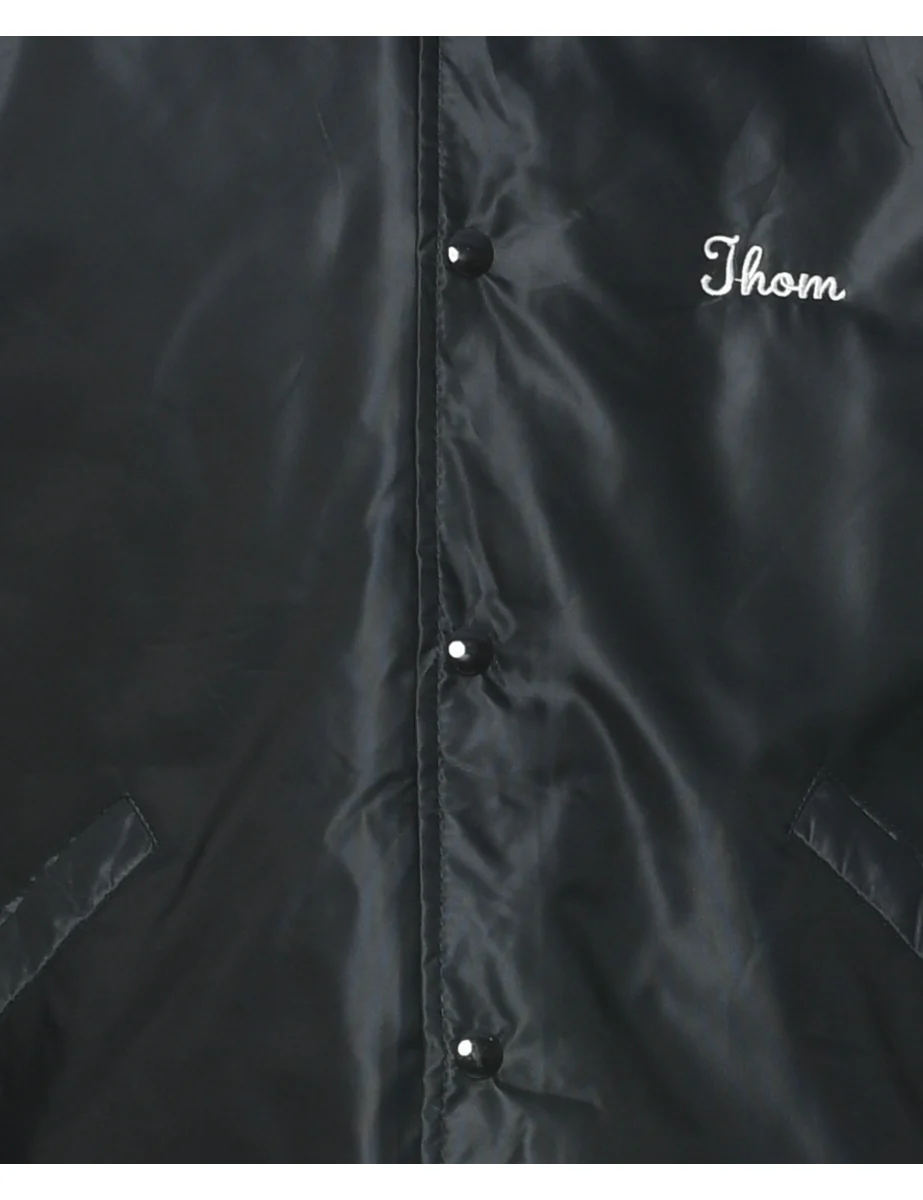 1980s Vintage Black Nylon Jacket - XL - Image 3