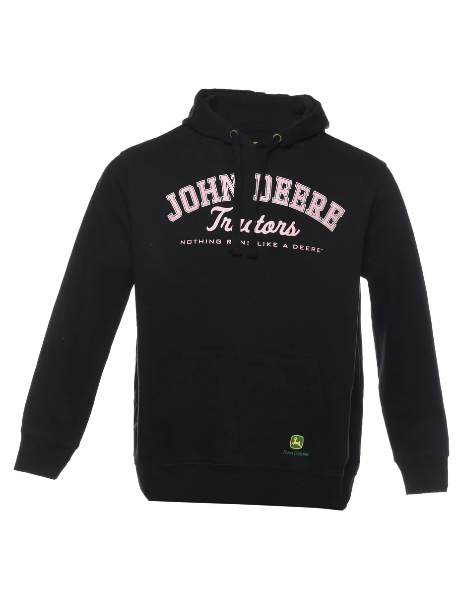 Black & Pink John Deere Printed Hoodie - M