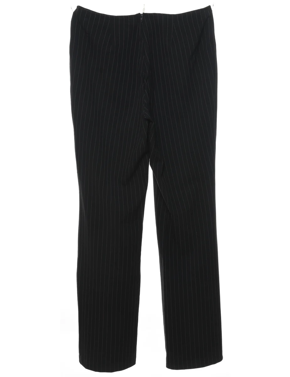 Vintage Black Pinstriped Trousers - W30 L31 - Image 2