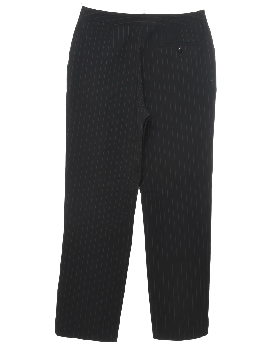 Vintage Black Pinstriped Trousers - W30 L32 - Image 2