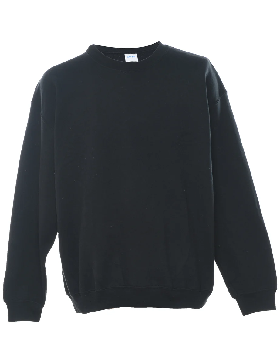 Vintage Black Plain Sweatshirt - L
