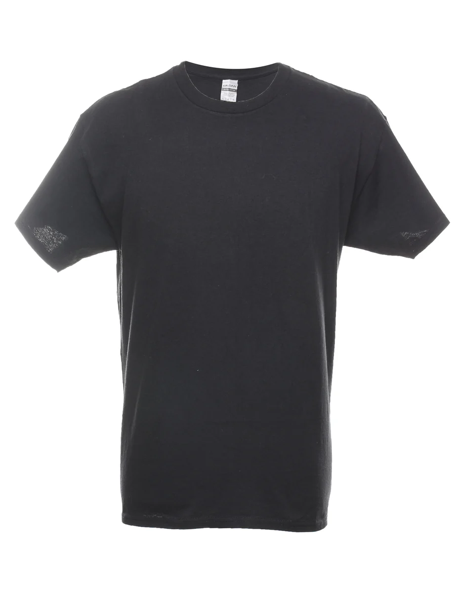 Vintage Black Plain T-shirt - L