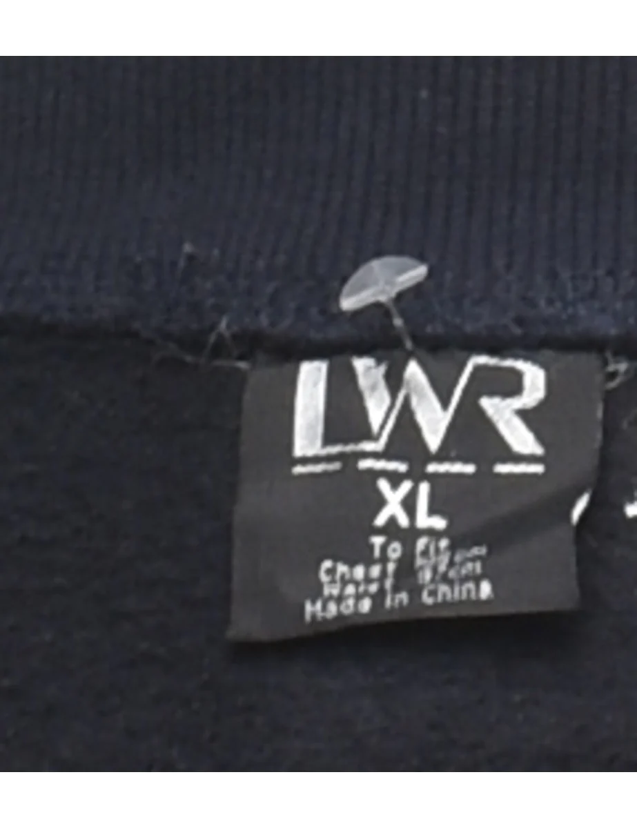 Vintage Black Plain Zip-Front Sweatshirt - XL - Image 4