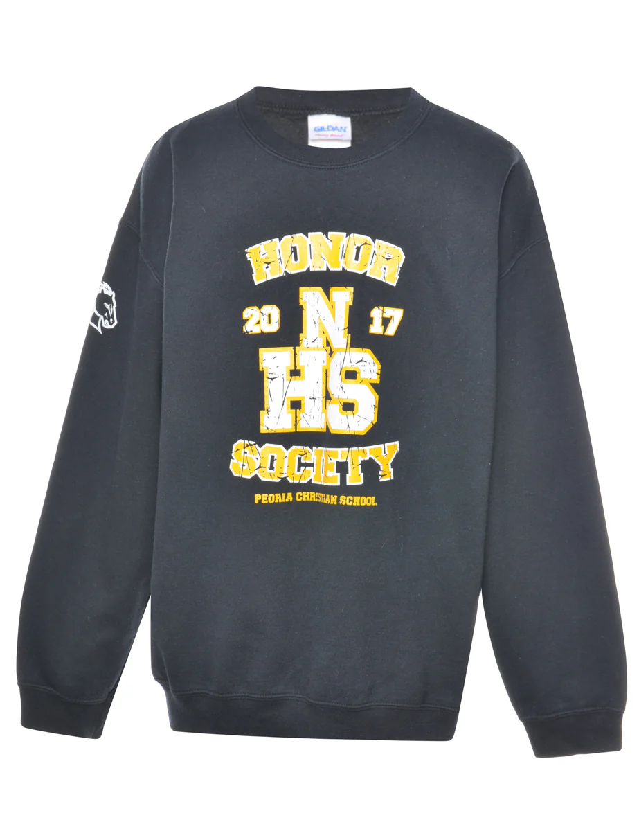 Vintage Black Printed Sweatshirt - L