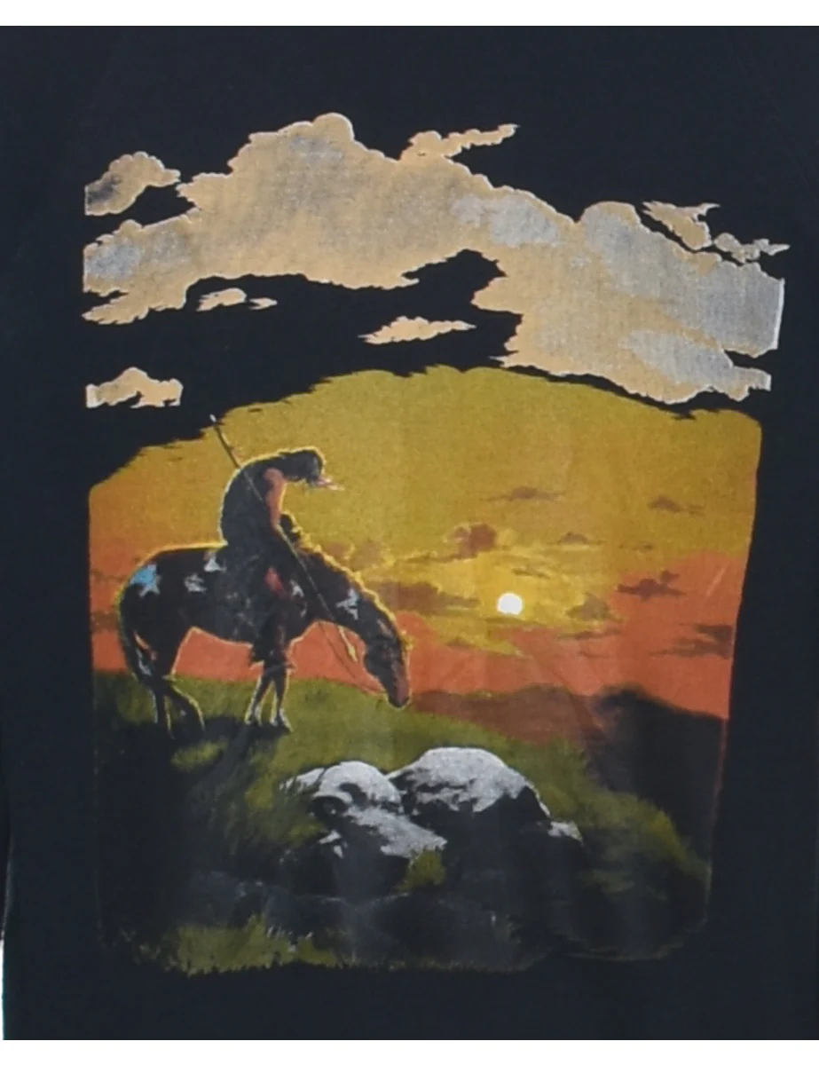 Black Printed Sweatshirt - M - Image 3