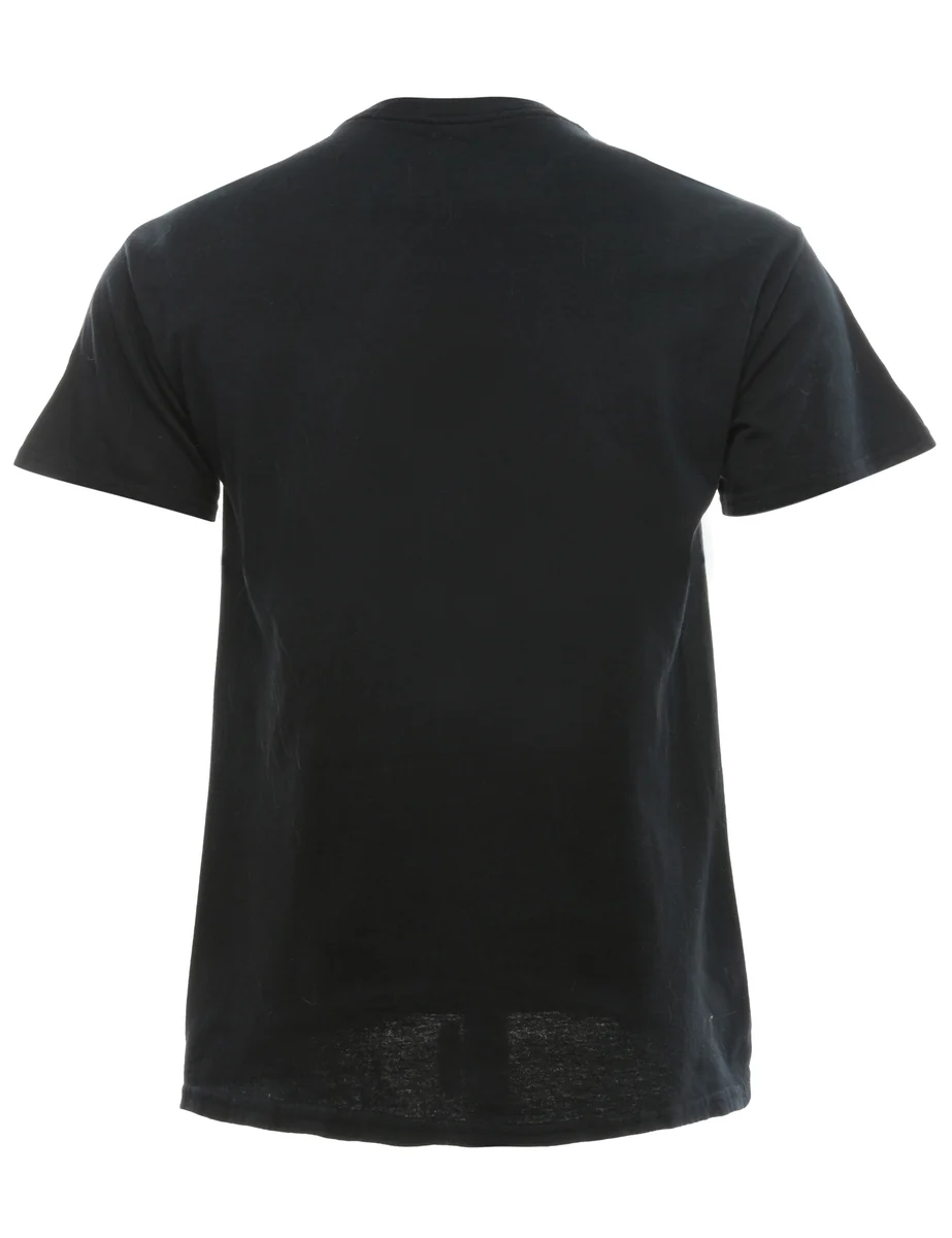 Vintage Black Printed T-shirt - M - Image 2