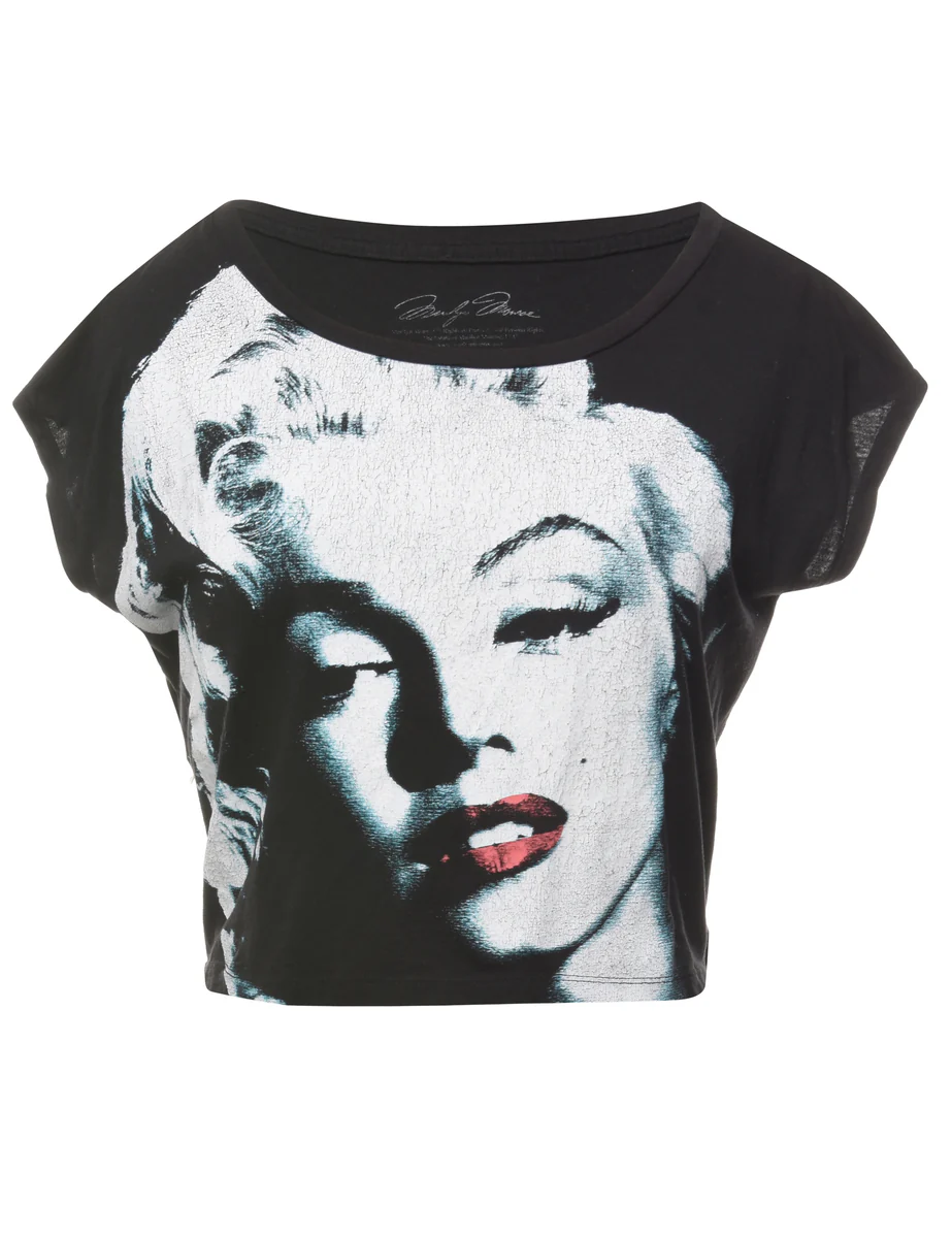 Black Printed T-shirt - S