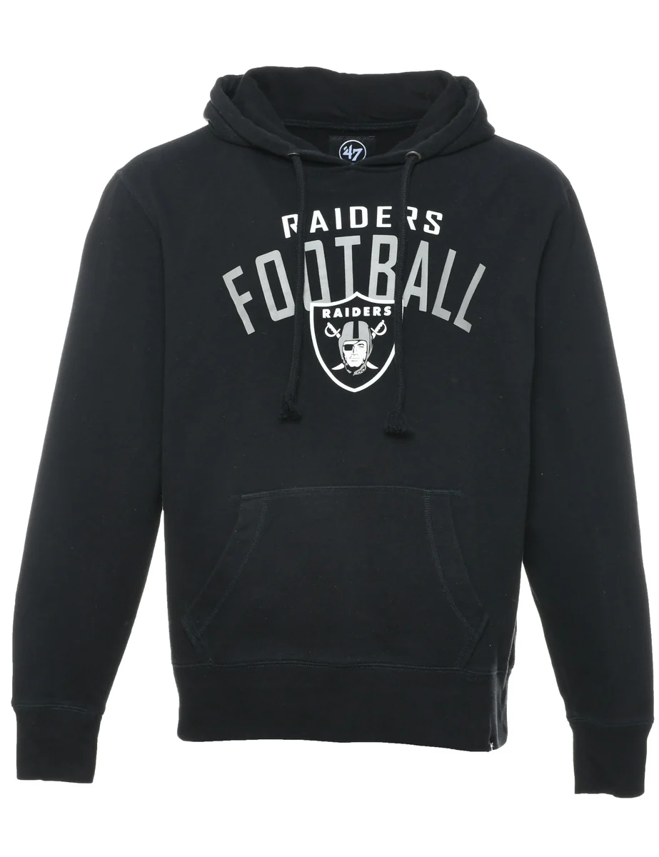 Black Raiders Football Hooded Sports Sweatshirt - XL