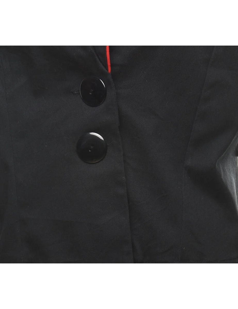 Vintage Black & Red Contrast Trim Blazer - L - Image 3