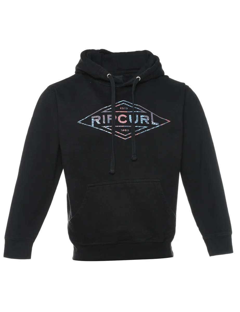 Vintage Black Ripcurl Printed Hoodie - S