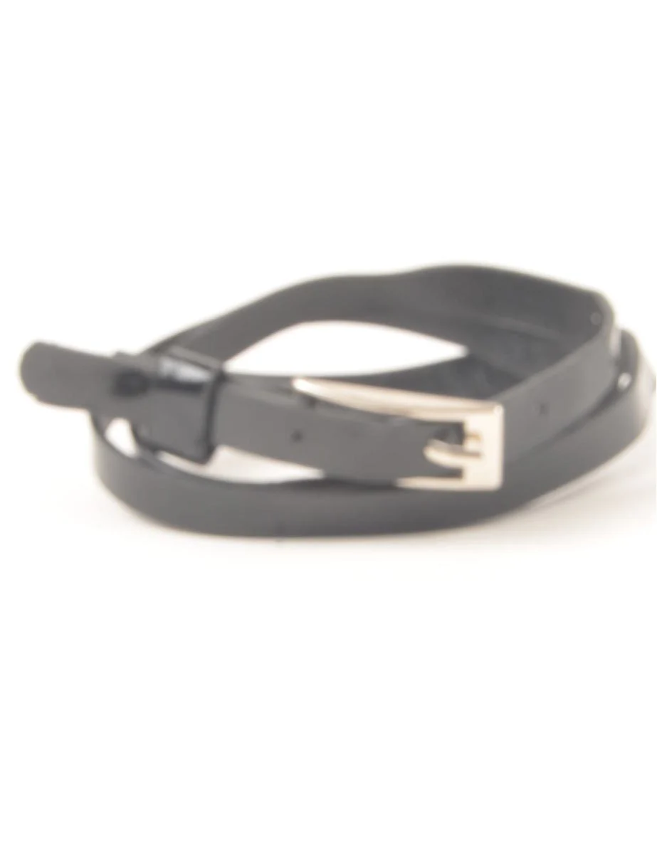 Vintage Black Skinny Belt - M