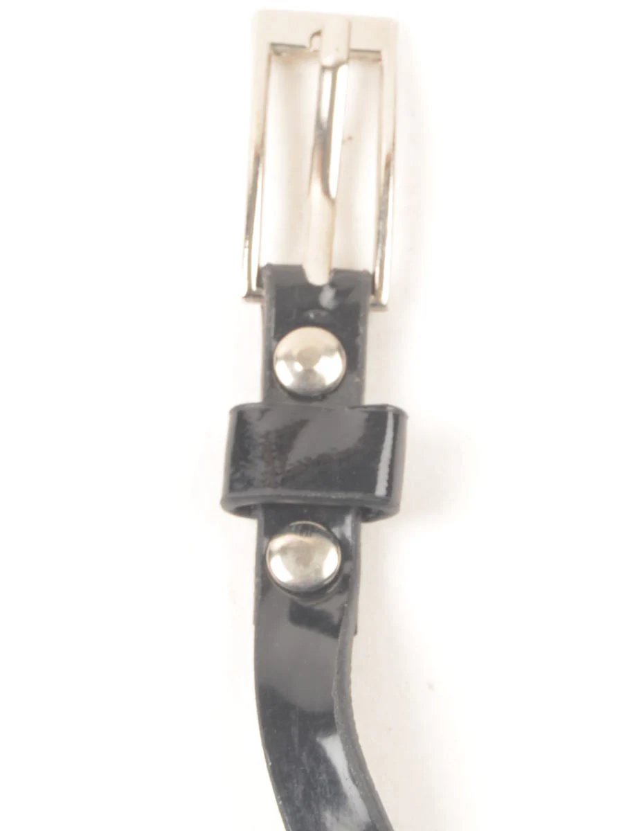 Vintage Black Skinny Belt - M - Image 2
