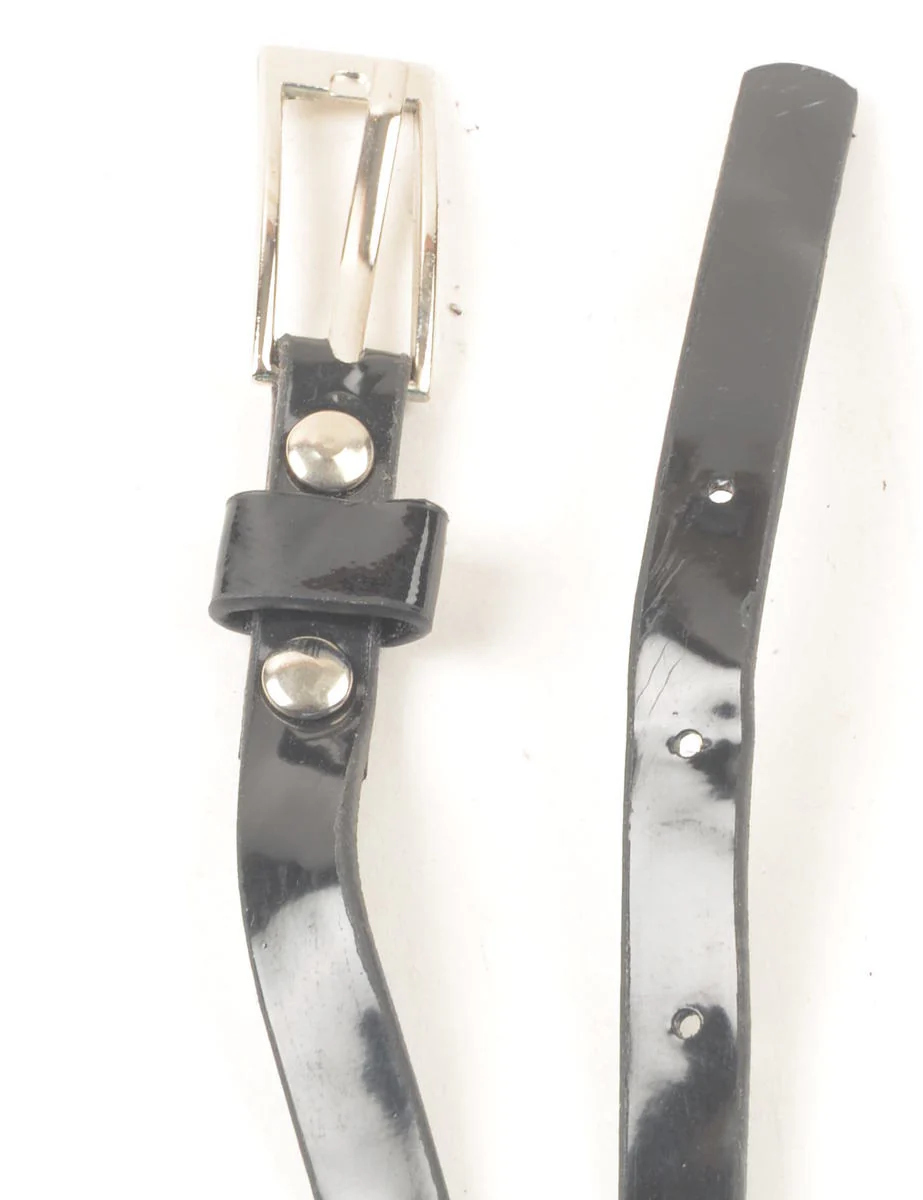 Vintage Black Skinny Belt - M - Image 3