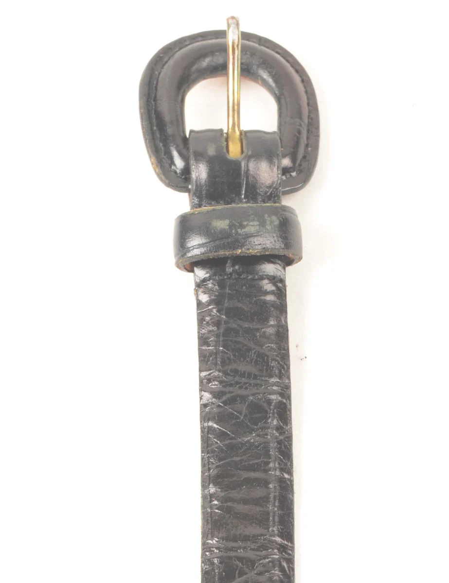 Vintage Black Skinny Belt - M - Image 2